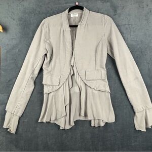 Femme Fatale Lilac-Gray Cardigan made in Italy, tailored look, flutter, sz Sm